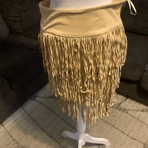 Tan fringe skirt